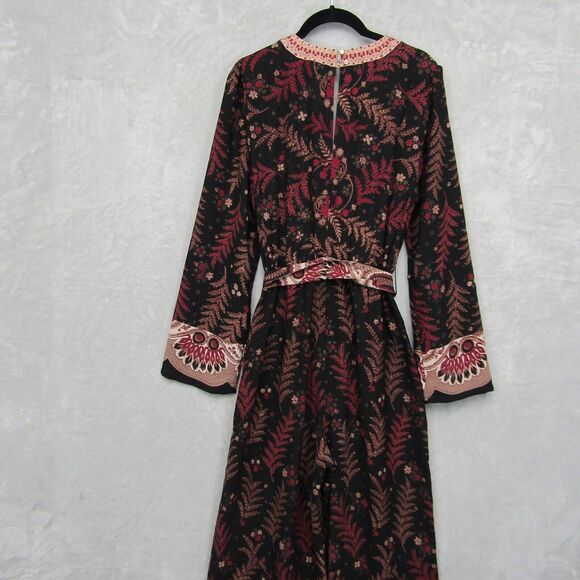 Anthropologie One September Jumpsuit Breezeway Embroidered Boho Small Red Black - Picture 16 of 16